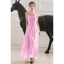 Pleated Bustier One-Shoulder Pink Long Formal Dress - Ref L748 - 02