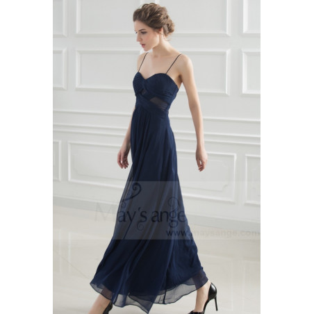 Elegant Long Midnight Blue Chiffon Evening Gown