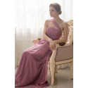 Pleated Bustier One-Shoulder Pink Long Formal Dress - Ref L748 - 05