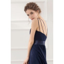 robe de soirée mousseline bleu nuit - Ref L747 - 03