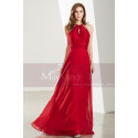Halter High-Neck Red Prom Dress With Lace-Bodice - Ref L1922 - 02