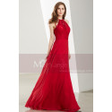 Halter High-Neck Red Prom Dress With Lace-Bodice - Ref L1922 - 05
