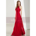 Halter High-Neck Red Prom Dress With Lace-Bodice - Ref L1922 - 08