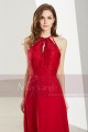 Halter High-Neck Red Prom Dress With Lace-Bodice - Ref L1922 - 07