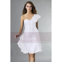 Short Violet One-Shoulder Ruffled Cocktail Party Dress - Ref C131 - 04