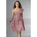 Short Violet One-Shoulder Ruffled Cocktail Party Dress - Ref C131 - 014