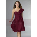 Short Violet One-Shoulder Ruffled Cocktail Party Dress - Ref C131 - 019