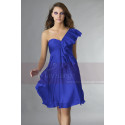 Short Violet One-Shoulder Ruffled Cocktail Party Dress - Ref C131 - 026