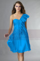 Short Violet One-Shoulder Ruffled Cocktail Party Dress - Ref C131 - 025