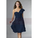 Short Violet One-Shoulder Ruffled Cocktail Party Dress - Ref C131 - 028