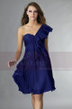 Short Violet One-Shoulder Ruffled Cocktail Party Dress - Ref C131 - 027