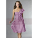 Short Violet One-Shoulder Ruffled Cocktail Party Dress - Ref C131 - 036