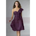 Short Violet One-Shoulder Ruffled Cocktail Party Dress - Ref C131 - 038