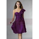 Short Violet One-Shoulder Ruffled Cocktail Party Dress - Ref C131 - 039