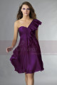 Robe cocktail bustier courte en mousseline fine violette des bois - Ref C131 - 039