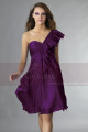Short Violet One-Shoulder Ruffled Cocktail Party Dress - Ref C131 - 039