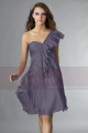 Short Violet One-Shoulder Ruffled Cocktail Party Dress - Ref C131 - 041