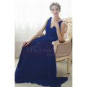 robe de soirée mousseline bleu nuit - Ref L747 - 02