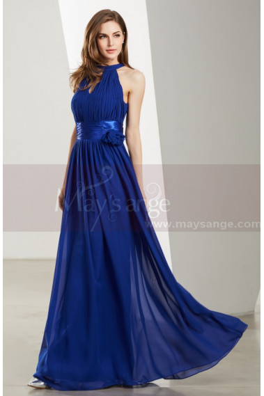 Belle Robe Pour Ceremonie Bleu Roi Longue mousseline - L1923 #1