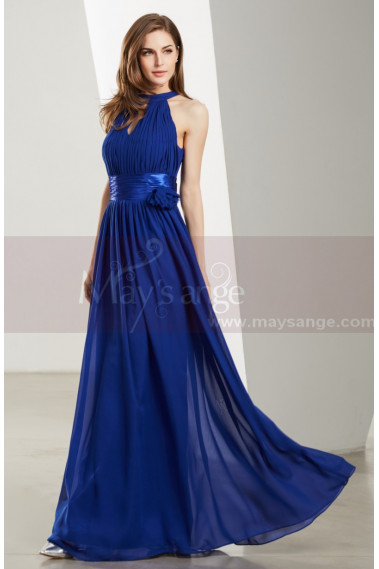 Halter High-Neck Long Blue Formal Evening Gowns - L1923 #1