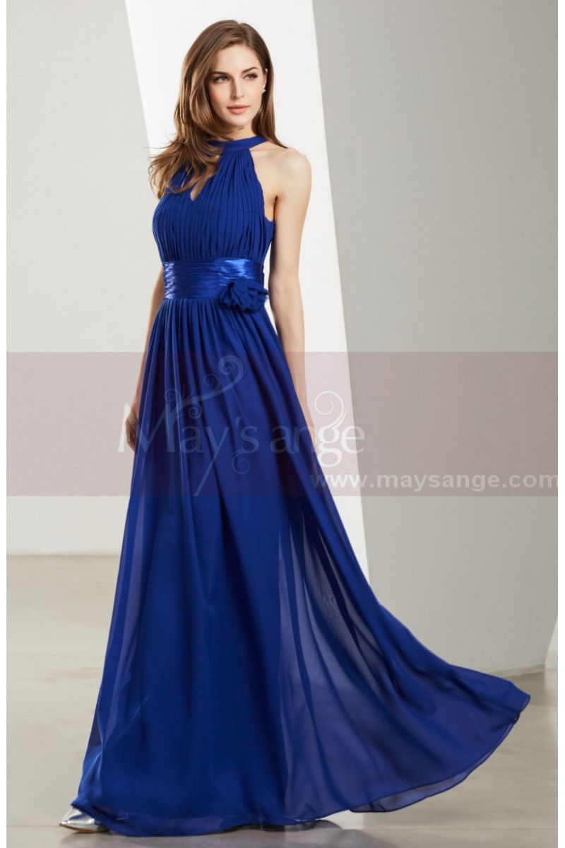 Halter High-Neck Long Blue Formal Evening Gowns - Ref L1923 - 01