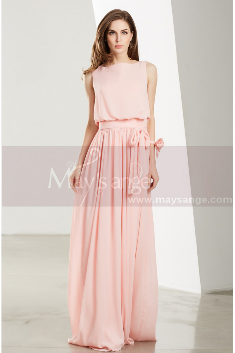 Robe Longue Pour Fete Rose Fluide Pas Chère - Ref L1910 - Robes de soirée