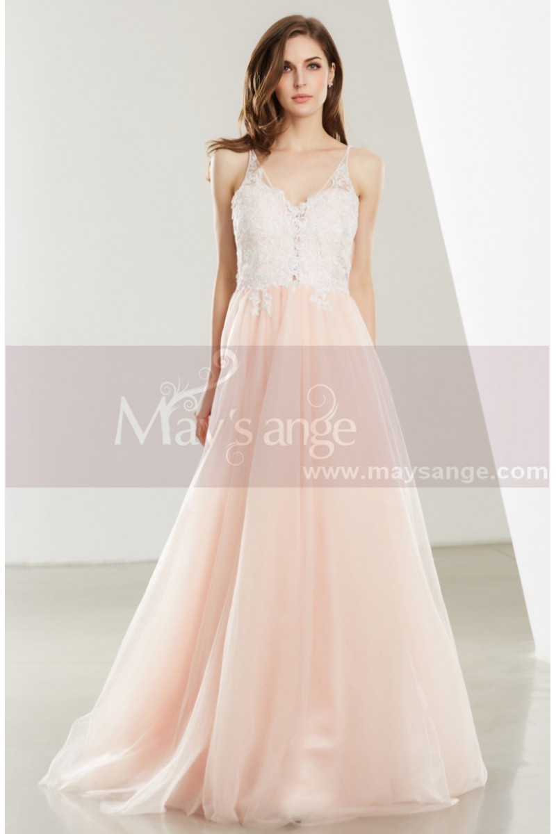 Sleeveless Long Lace-Illusion-Bodice Prom Dress - Ref L1912 - 01 Sleeveless Long Lace-Illusion-Bodice Prom Dress - Ref L1912 - 01