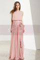 Blush Pink Long Chiffon Bridesmaid Dresses With Flower Bracelet - Ref L1908 - 06