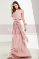 Blush Pink Long Chiffon Bridesmaid Dresses With Flower Bracelet - Ref L1908 - 08