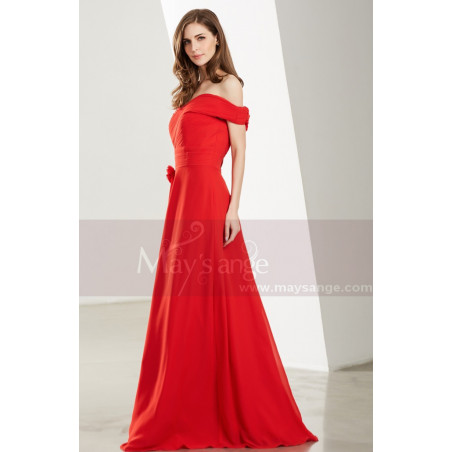 Off-The-Shoulder Red Long Evening Dress
