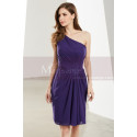 One Shoulder Purple Short Graduation Dress - Ref C1909 - 02