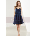 Short Sweetheart Strapless Navy Blue Chiffon Graduation Dress - Ref C1912 - 02