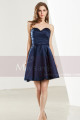Short Sweetheart Strapless Navy Blue Chiffon Graduation Dress - Ref C1912 - 02