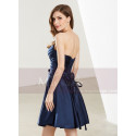 Short Sweetheart Strapless Navy Blue Chiffon Graduation Dress - Ref C1912 - 03