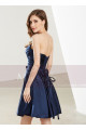 Short Sweetheart Strapless Navy Blue Chiffon Graduation Dress - Ref C1912 - 03