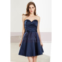 Short Sweetheart Strapless Navy Blue Chiffon Graduation Dress - Ref C1912 - 04