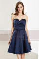 Short Sweetheart Strapless Navy Blue Chiffon Graduation Dress - Ref C1912 - 04