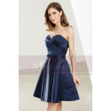 Short Sweetheart Strapless Navy Blue Chiffon Graduation Dress - Ref C1912 - 06