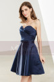 Short Sweetheart Strapless Navy Blue Chiffon Graduation Dress - Ref C1912 - 06