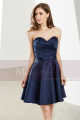 Short Sweetheart Strapless Navy Blue Chiffon Graduation Dress - Ref C1912 - 07