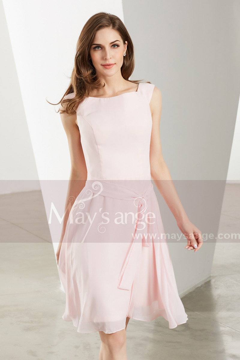 Short Pink Chiffon Bridesmaid Dress - Ref C1904 - 01