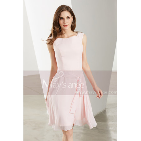 Short Pink Chiffon Bridesmaid Dress