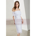 Off-The-Shoulder Short White Lace Dress - Ref C1903 - 02