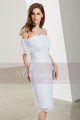 Off-The-Shoulder Short White Lace Dress - Ref C1903 - 02