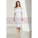 Off-The-Shoulder Short White Lace Dress - Ref C1903 - 04