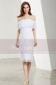 Off-The-Shoulder Short White Lace Dress - Ref C1903 - 04