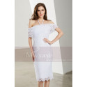Off-The-Shoulder Short White Lace Dress - Ref C1903 - 05