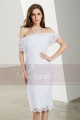 Off-The-Shoulder Short White Lace Dress - Ref C1903 - 05