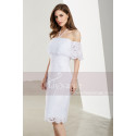 Off-The-Shoulder Short White Lace Dress - Ref C1903 - 06