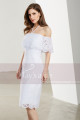 Off-The-Shoulder Short White Lace Dress - Ref C1903 - 06